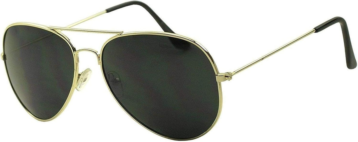 Rhode Island Novelty Dark Aviator Sunglasses Gold Frame with Black Lens One Pair
