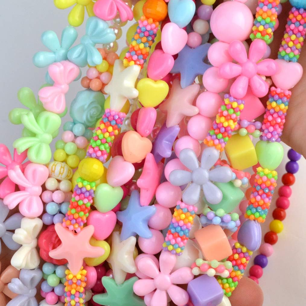 obmwang 30Pcs Princess Necklace Bracelet Set, Teenager Costume Jewelry Play Jewelry for Women Dress Up Pretend Play Party Favors