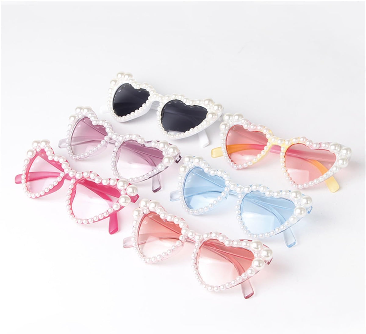 ADE WU Heart Sunglaskses Kids Cute Pearl Sunglasses for Girls Boys Age 3-8
