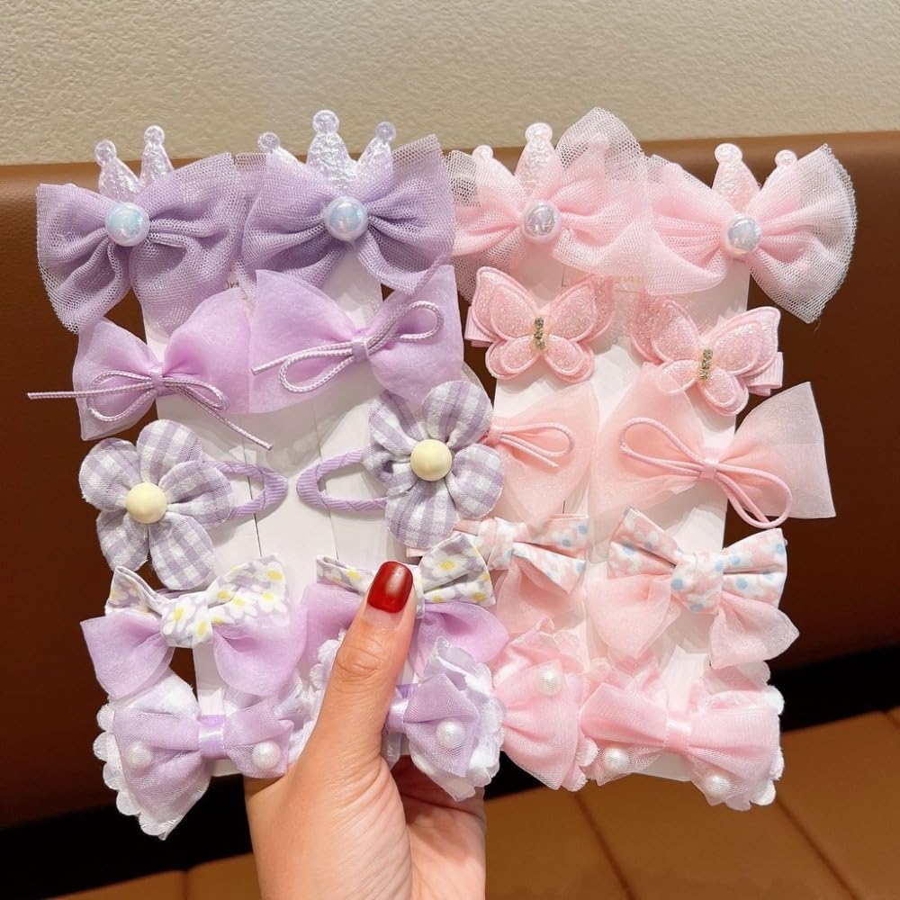 10pcs/set Trend Sweet Lace Bow for Girls Headwear Hairpin Hair Clip Hair Accessories(pink)
