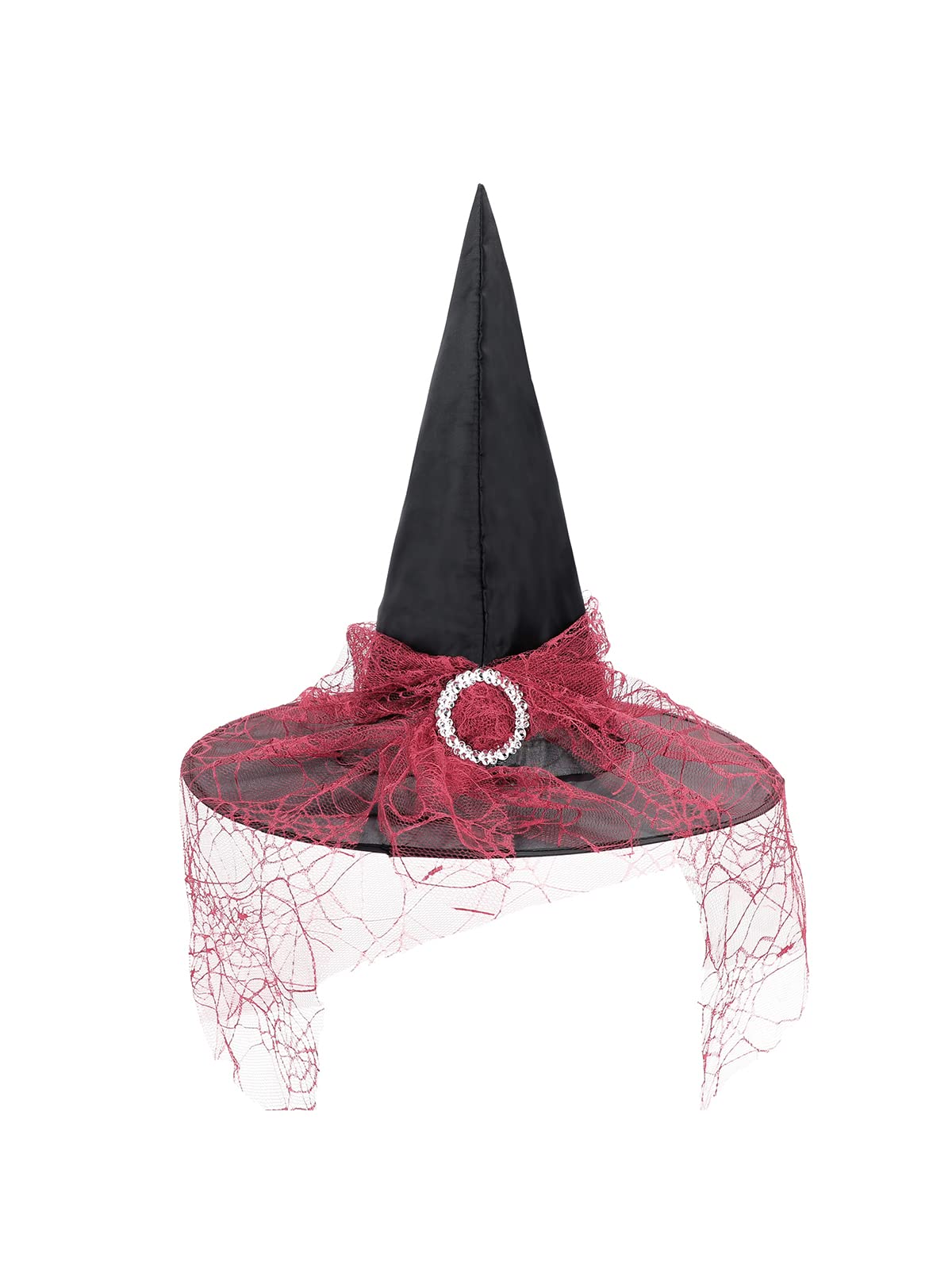 Girls Lace Witch Hat Kids Foldable Halloween Teens with Veil Cosplay