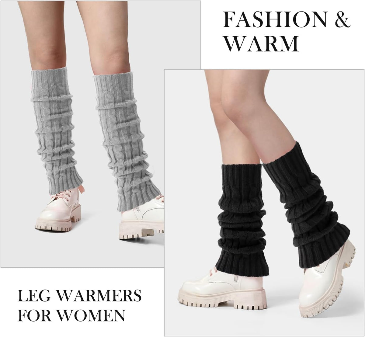 Pleneal Leg Warmers for Women Cable Knit 80s Warm Long Socks Party Sports
