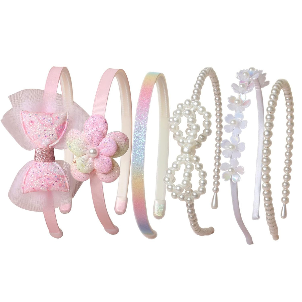 Pink Headbands for Girls Non Slip Floral Bow Headband Set 6 Pcs