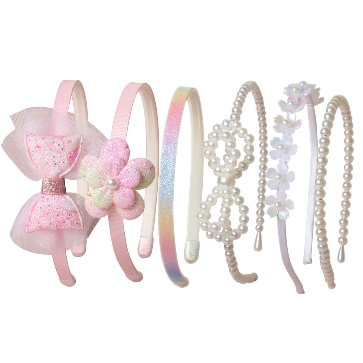Pink Headbands for Girls Non Slip Floral Bow Headband Set 6 Pcs
