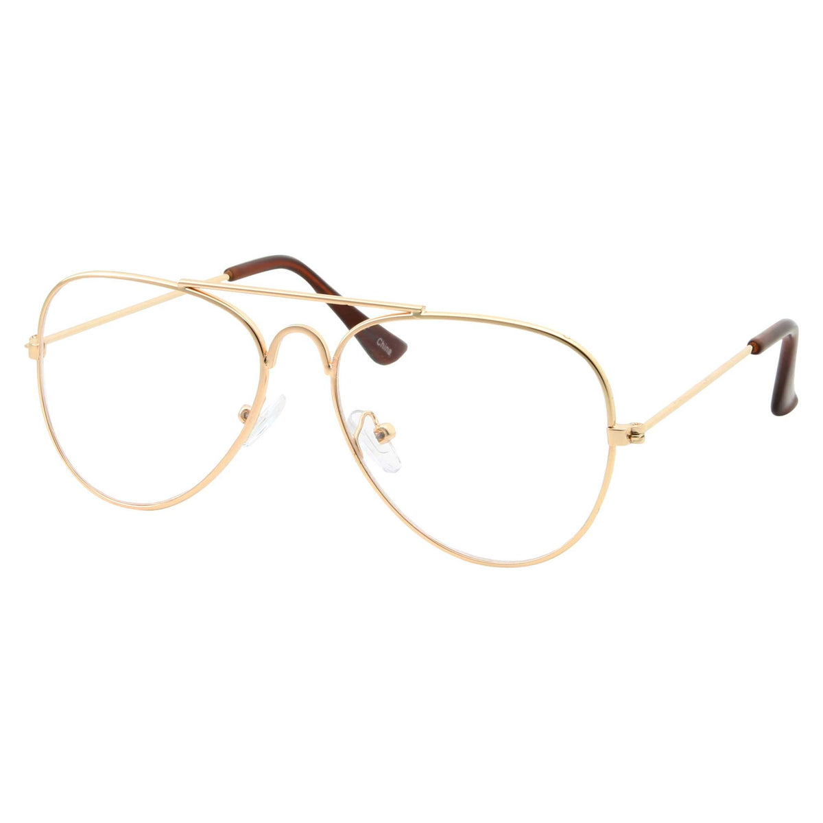 grinderPUNCH Kids Fake Aviator Eye Glasses Clear Lens Children's Non Prescription (Age 3-10)