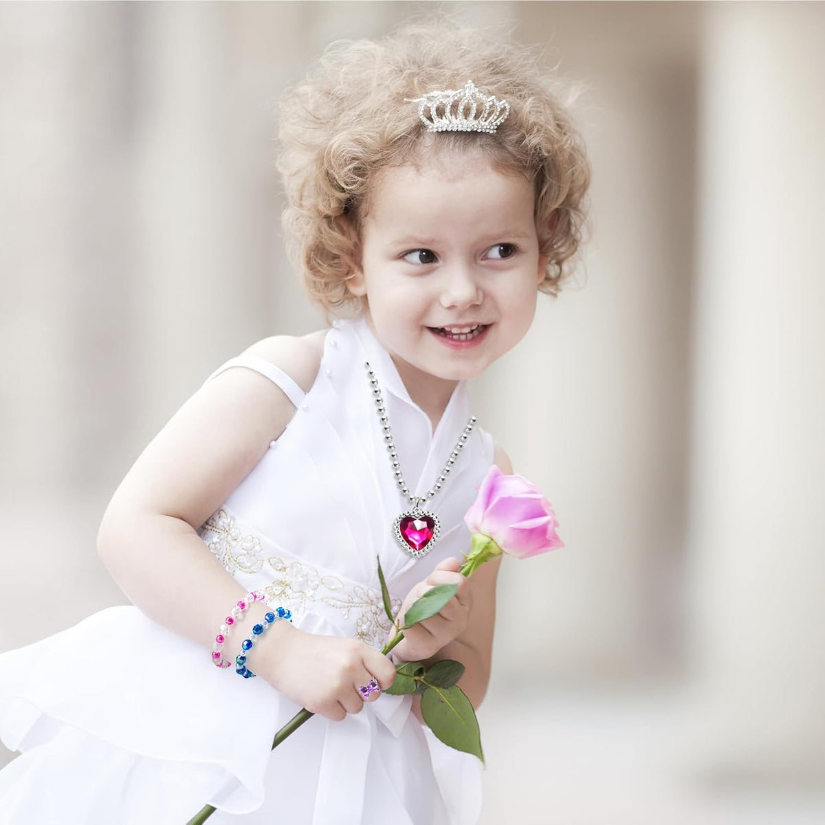 36pcs Princess Kids Jewelry for Girls 4-6, Toddler Play Costume Jewelry Set