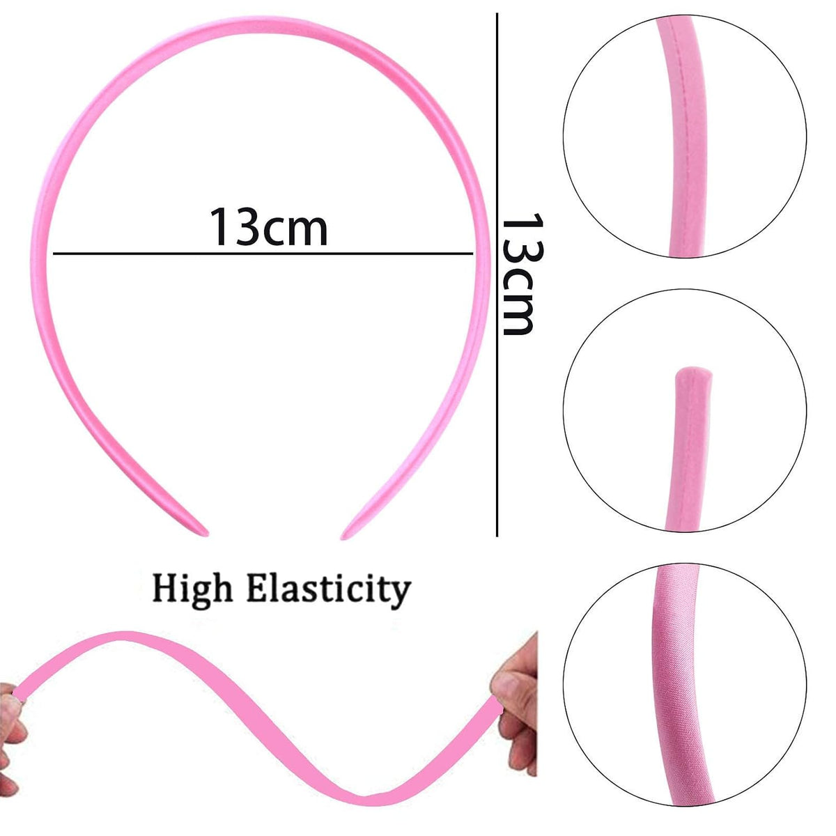 Pack of 26 DIY Satin Covered Fashion Headbands Set 0.4 Inch/1 Cm Girls Hairbands Teen Colorful Ribbon Hair Band Craft Headband Set for Women Non Slip