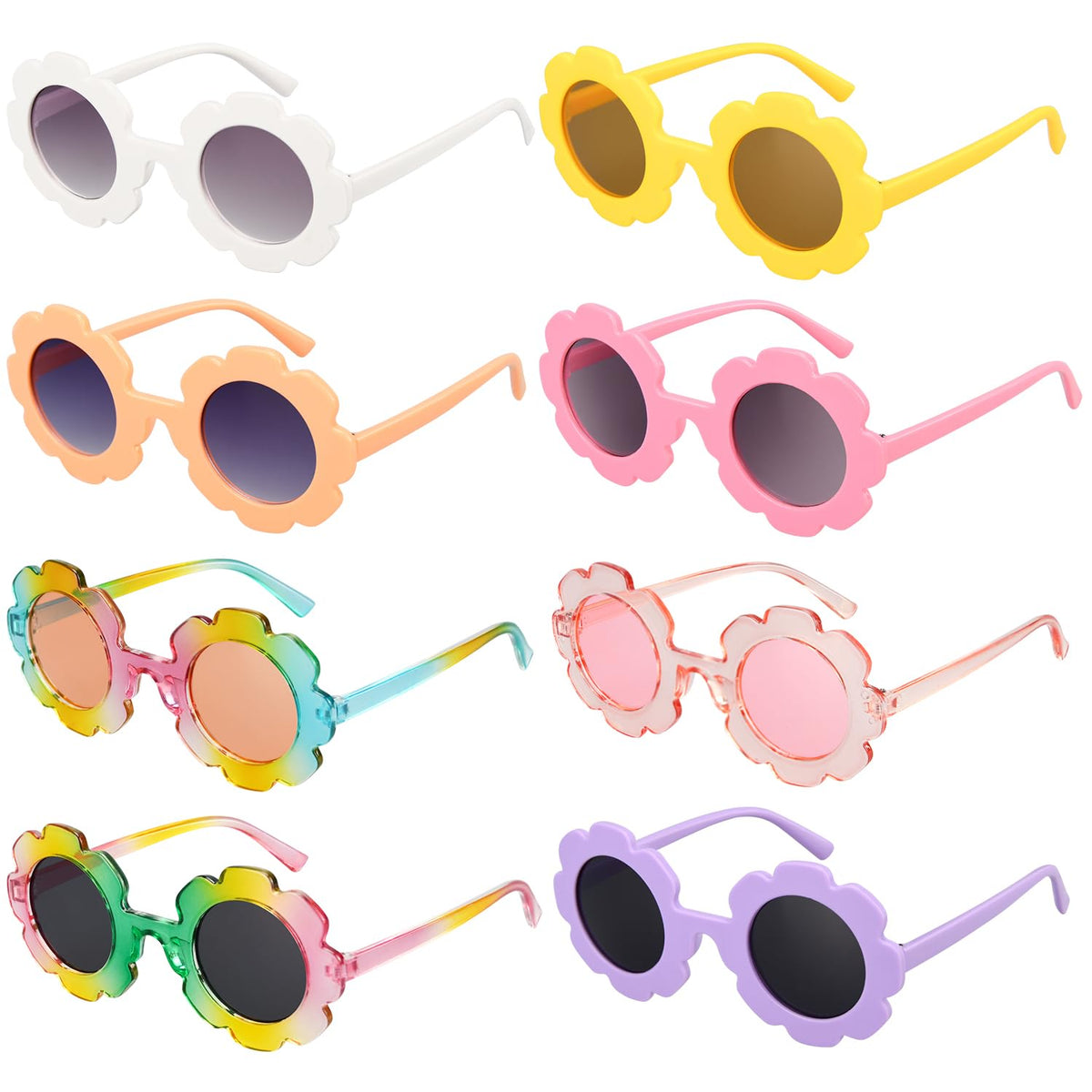 Mdvora 2/4/8/12/24 Pack Round Flower Sunglasses Set, Outdoor Kids Sunglasses Kit