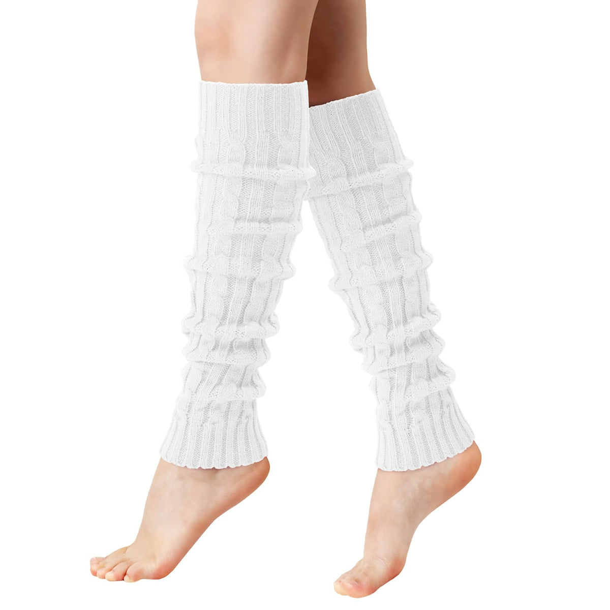 Pleneal Leg Warmers for Women Cable Knit 80s Warm Long Socks Party Sports