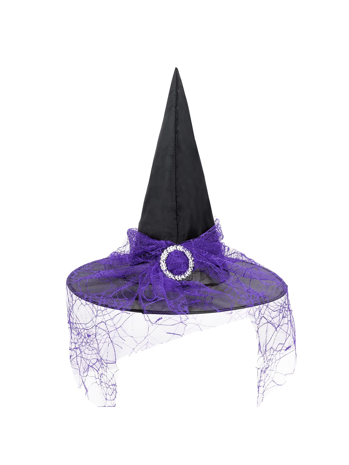 Girls Lace Witch Hat Kids Foldable Halloween Teens with Veil Cosplay