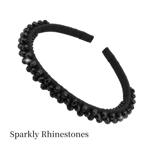 YISSION 3PCS Rhinestone Hair Headbands with Teeth, Sparkly Crystal Non-Slip Hair Hoops, Shiny Beaded Hair Accessories for Women Girls, Ideal for Party, Wedding, Daily Styling