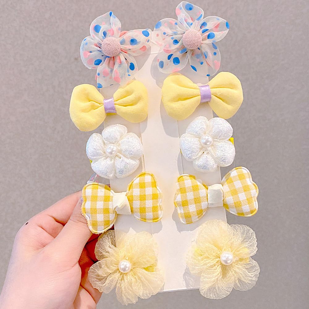 10 PCS Cute Bows Hair Clips, Fashion Girls Hair Accessories, Candy Colors Themed Hair Accessories with bows, Non-slip Snap Pins for Girls
