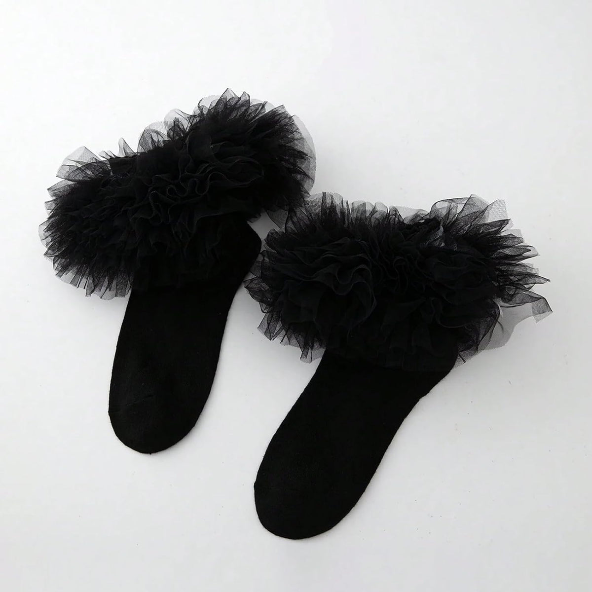 Girls Ruffle Socks Toddler Fluffy Ruffle 4-Layer Lace Dress Socks Turn Cuff Pageant Tutu Socks for Baby Girl Kids