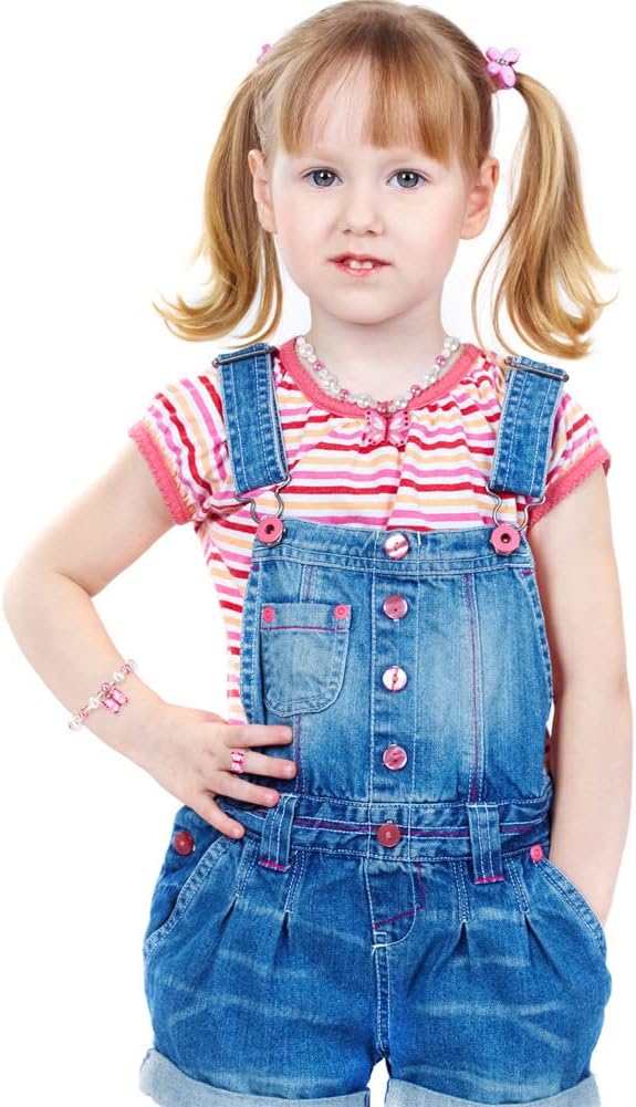 Msnailfly Butterfly Stretch Necklace & Bracelet Set, Girls' Butterfly Jewelry for Little Princesses (B)