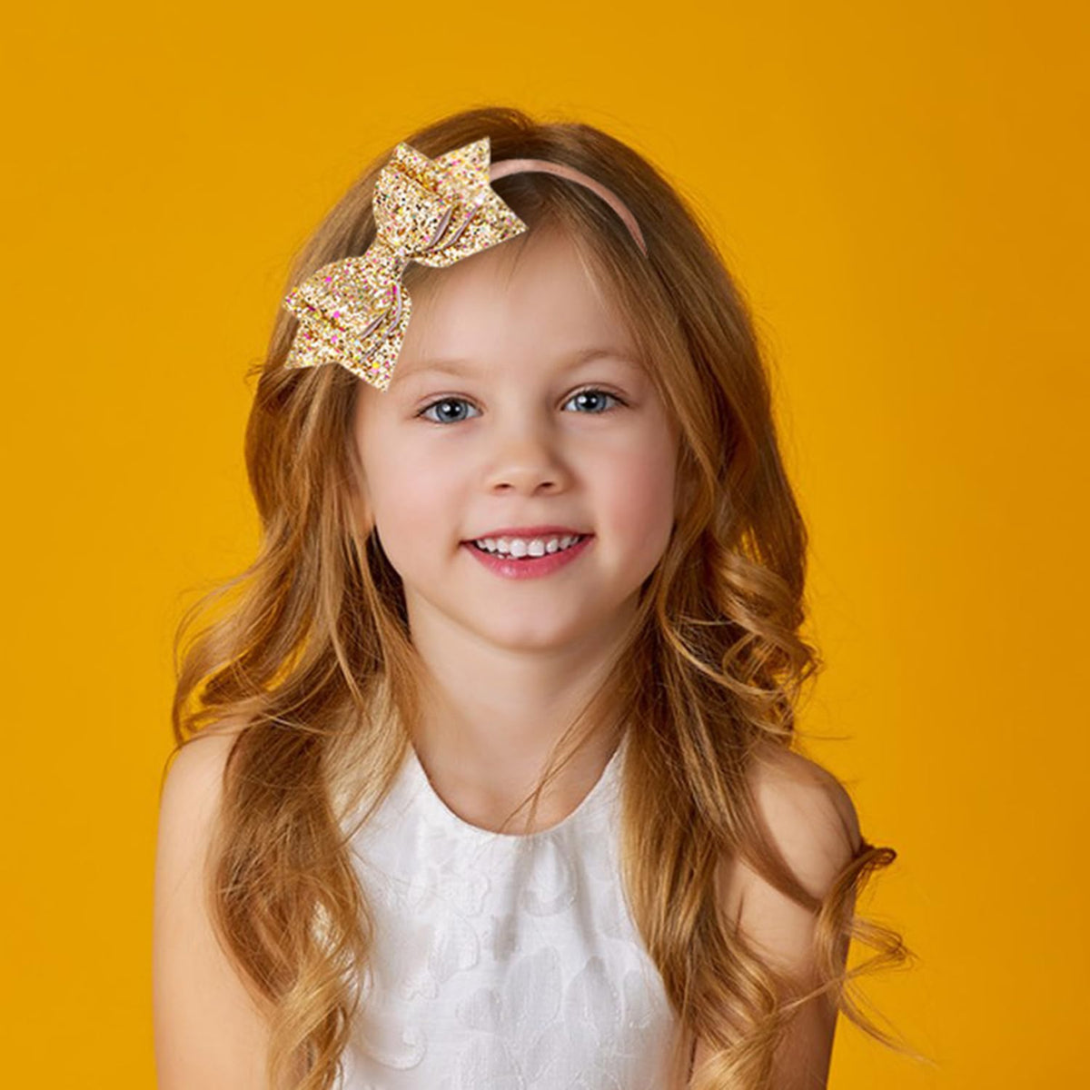 Glitter Girls Headband, Sparkly Sequin Heart Butterfly Star Hair Accessory for Kids, Cute Toddler Headband for Christmas, Halloween, Birthday Parties, Gift for Girls（Gold）