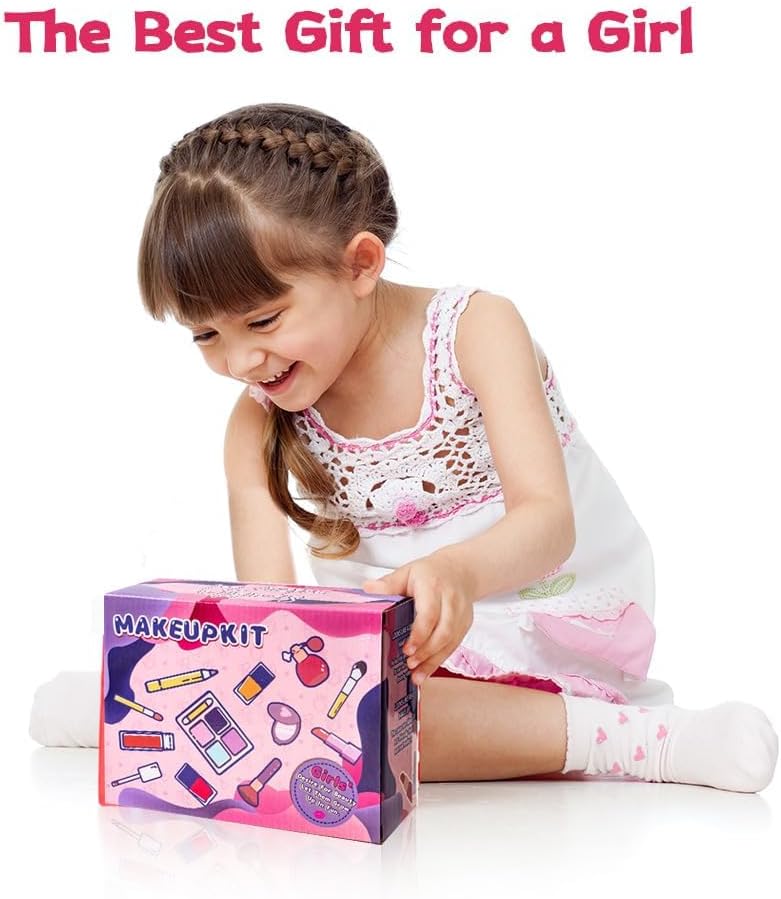 Pretend Play Fake Makeup Set for Kids Toddlers 3-8, Birthday Gift for Girls