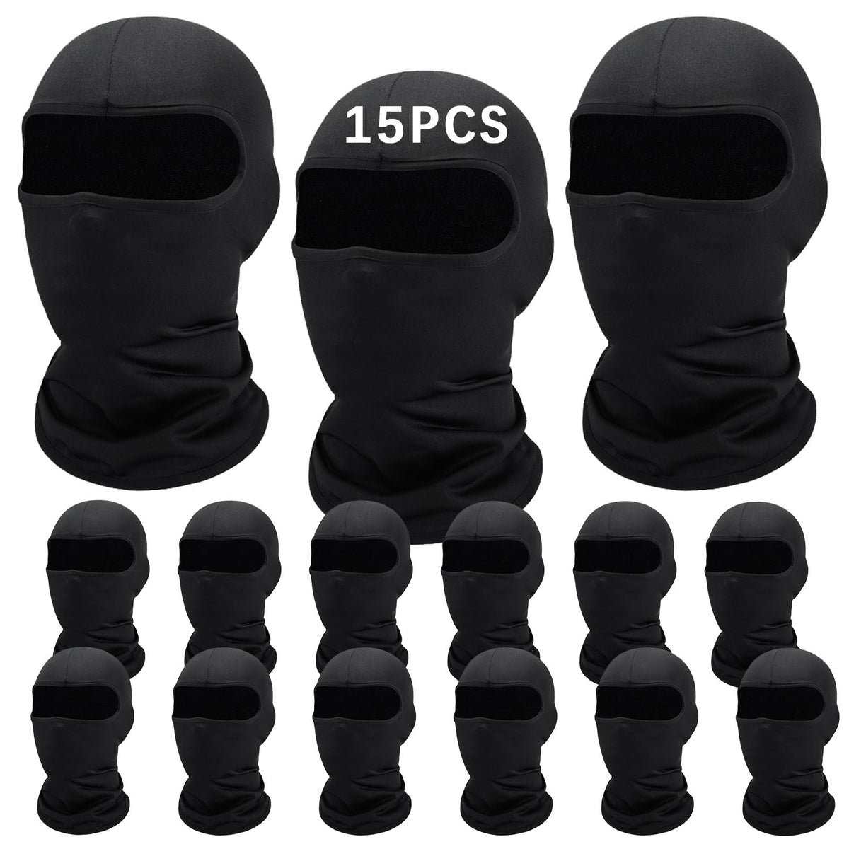 15 Pack black Ski Mask for Men Balaclava,Summer Cooling Neck Gaiter UV Protector Ski Scarf for Women Sports mask