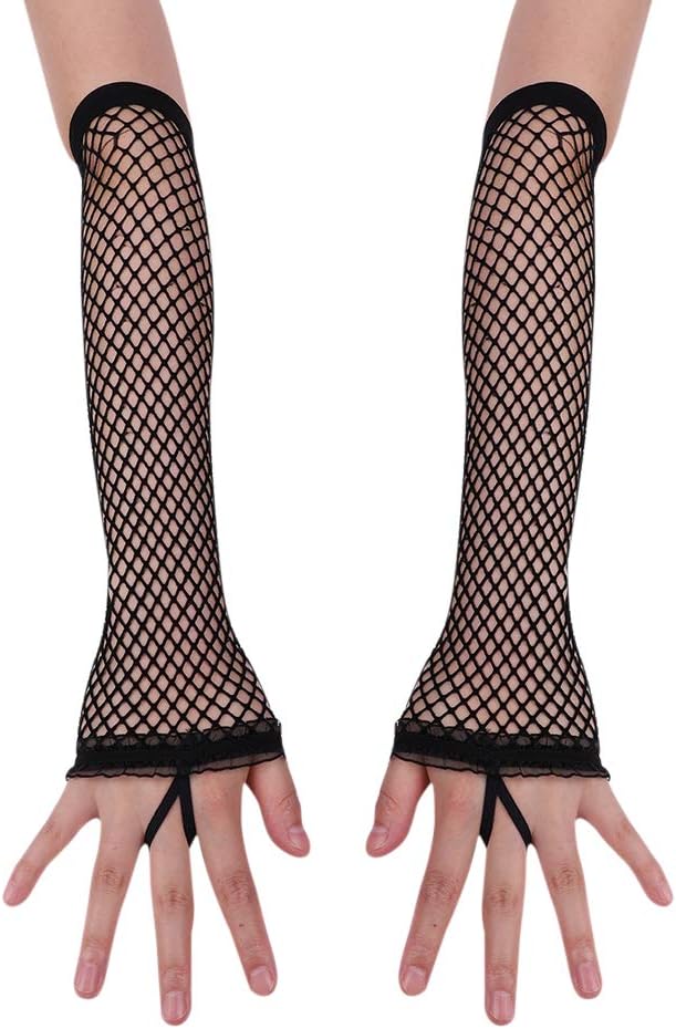 Kids Long Fishnet Gloves Girls Lace Fingerless Mesh Gloves Dance Performance Party Costume Accessory