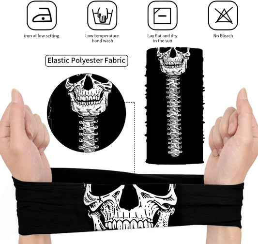 9 Pcs Neck Gaiter Face Mask Men Women Sun UV Protection Seamless Skull Bandanas Seamless Bandana Rave Face Cover Scarf Mask