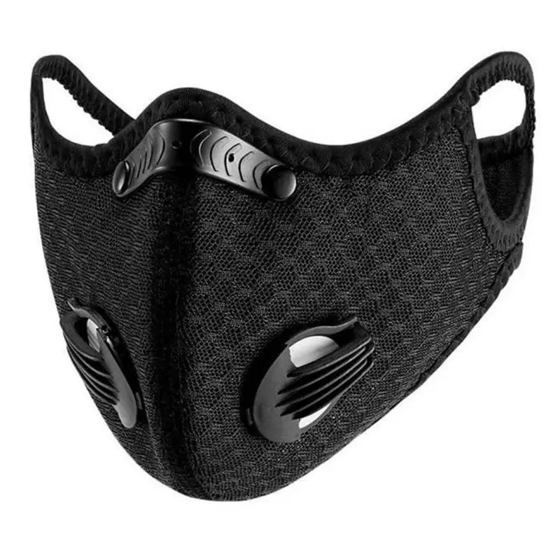 212 Main Unisex Outdoor Sport Face Mask with PM2.5 Activated Carbon Mesh Fabric, Protection, Dual Valves, Adjustable Anti-Slip Ear Loops, Snug Fit, Hot Climate Friendly, Durable for Biking, Running, Adults All Sizes