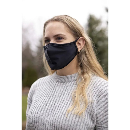Plain Black Seamed Face Mask with black trim - without filter