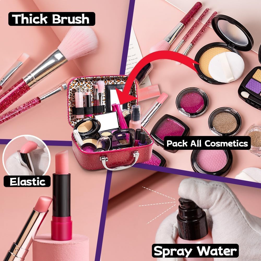 Pretend Play Fake Makeup Set for Kids Toddlers 3-8, Birthday Gift for Girls