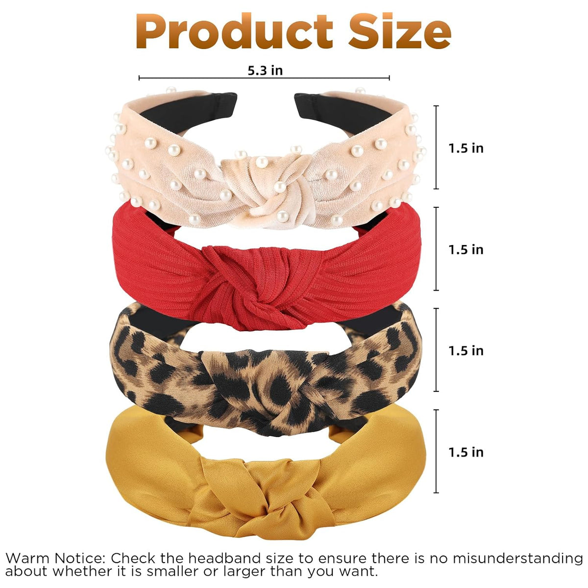 Funtopia Fashion Headbands for Women Girls, 10 Pcs Knotted Headbands