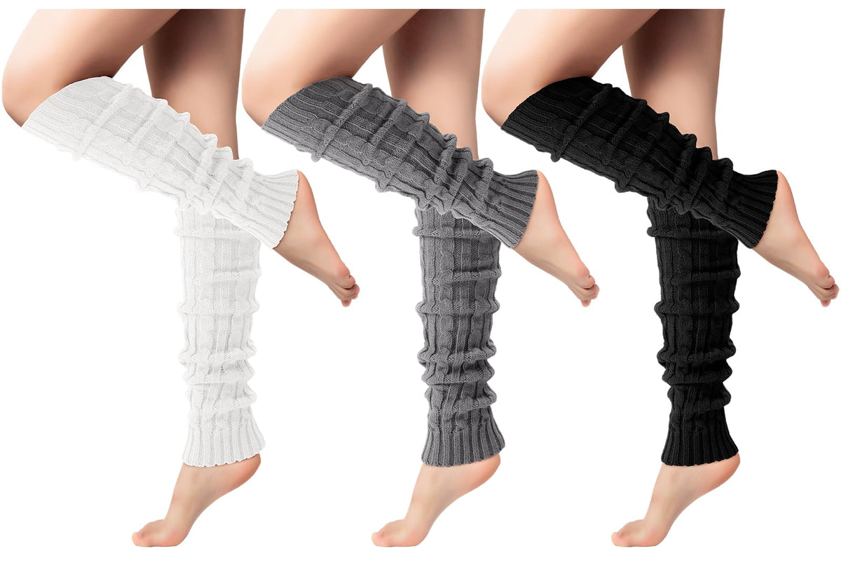 Pleneal Leg Warmers for Women Cable Knit 80s Warm Long Socks Party Sports