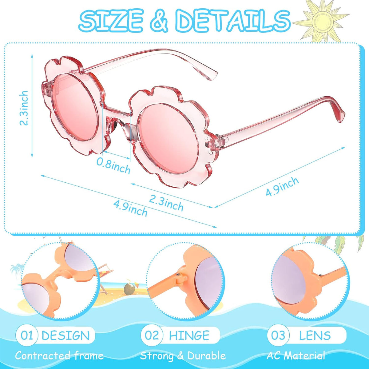 Flutesan 3 Pack Kids Flower Glasses