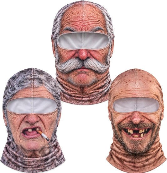 Old Man Ski Mask Funny Realistic Face Balaclava 3D Printed Full Face Winter