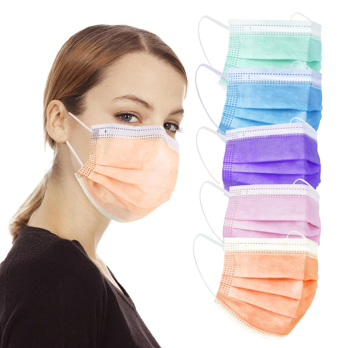 Borje Disposable Face Mask, 100 PCS Black Masks, 3 Ply Protection Face Masks