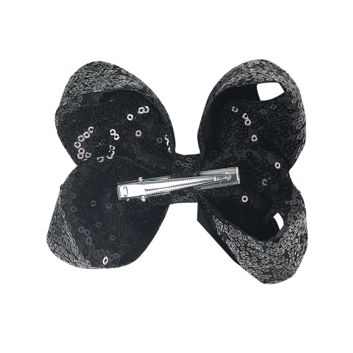 2 PCS Enchanting 5-Inch Fairy Fashion Bow Hairpin: Multicolor Option Sequins Hair Clip for Kids and Teenage Girls (Black)