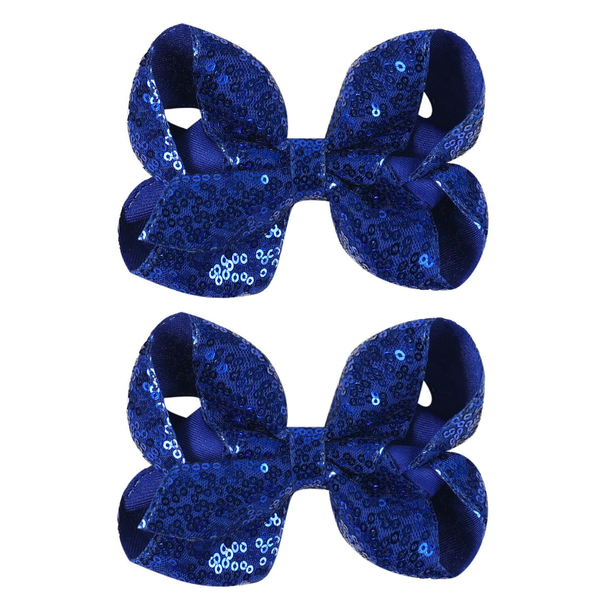 2 PCS Enchanting 5-Inch Fairy Fashion Bow Hairpin: Multicolor Option Sequins Hair Clip for Kids and Teenage Girls (Black)