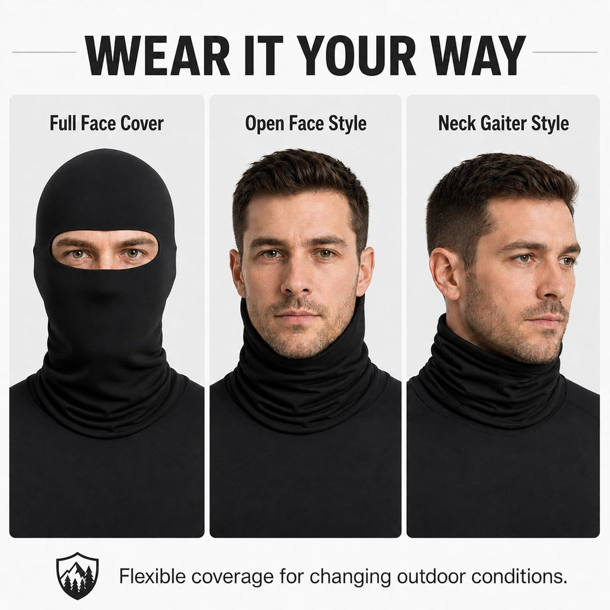 15 Pack black Ski Mask for Men Balaclava,Summer Cooling Neck Gaiter UV Protector Ski Scarf for Women Sports mask