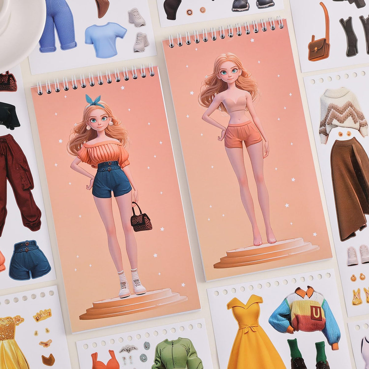 PAGEMORE 25 Sheets Fairy Princess Dress Up Stickers, Make Your Own Paper Doll Craft Stickers for Scrapbooking, Junk Journal, Planner, Card Making, Party Favors, Art & Craft Supplies