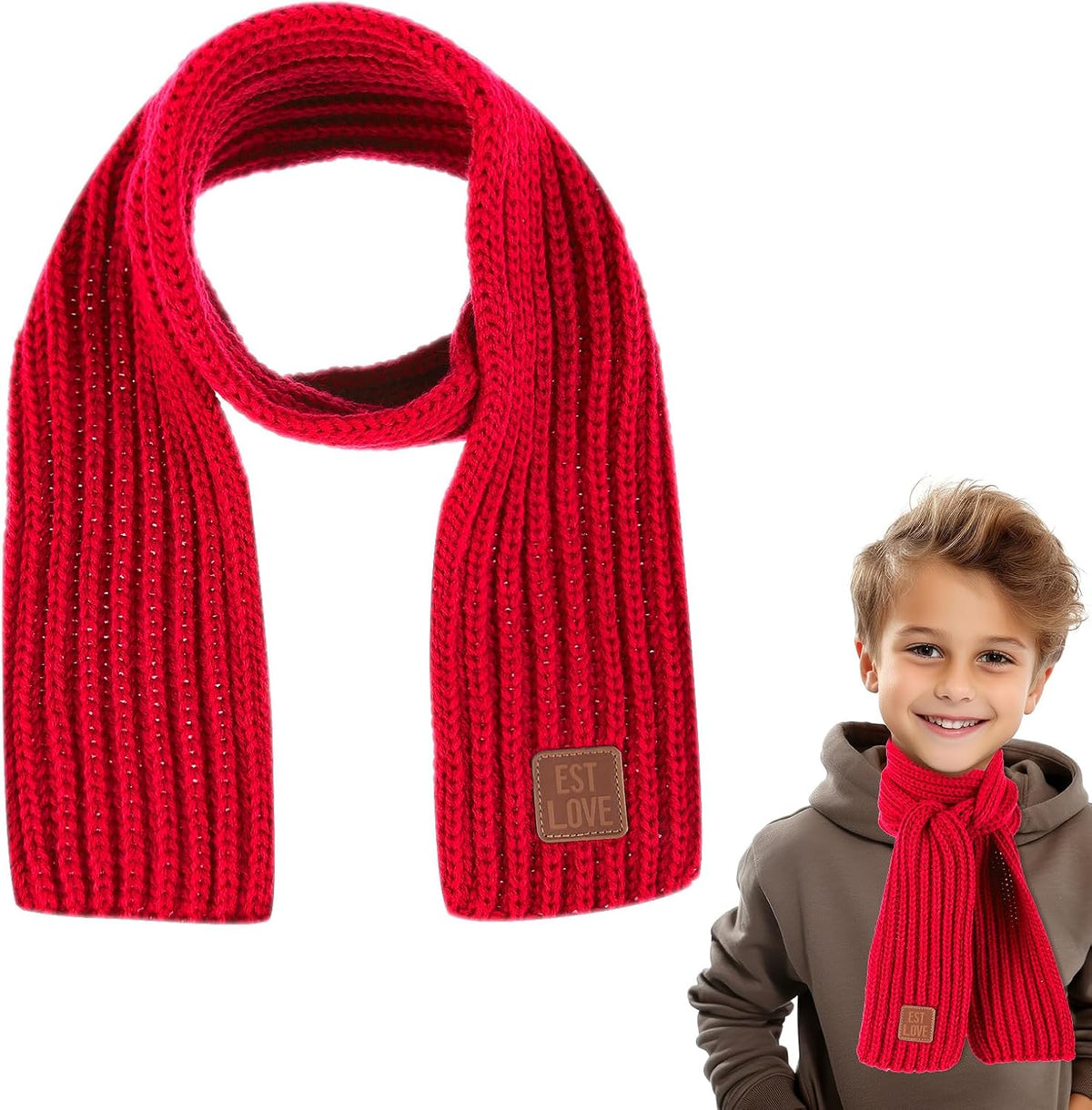 Abeillo Warm Kids Winter Knit Scarves Soft Knitted Neck Warmer Scarf Warm Scarves Wrap for Boys Girls