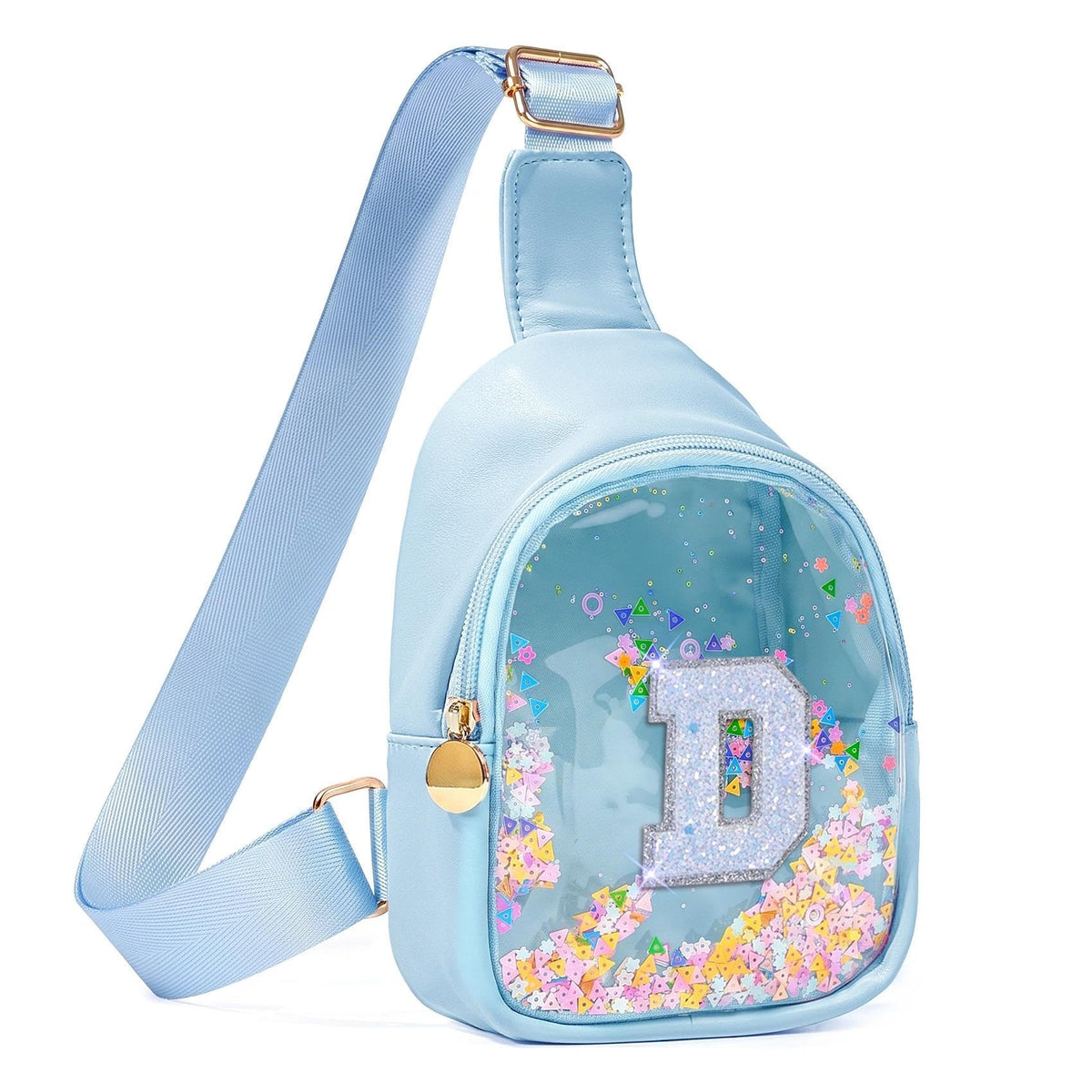 COSHAYSOO Personalized Christmas Birthday Gifts Burr Basket Stuffers for Girls Blue Purse Sling Bag Crossbody Girl Cute Funny Cool Mini Travel Fashion Accessories Monogrammed Initial Letter K