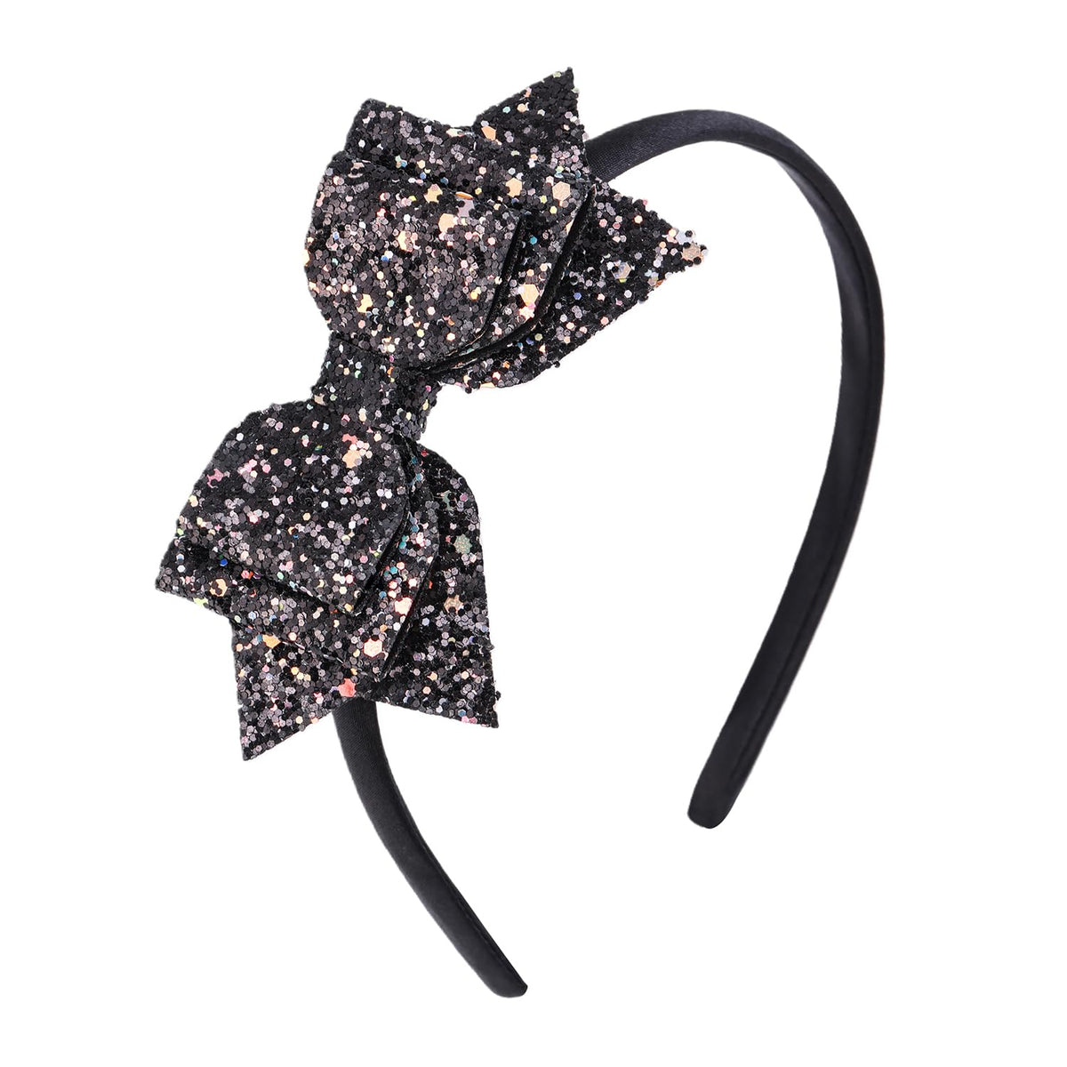Glitter Girls Headband, Sparkly Sequin Heart Butterfly Star Hair Accessory for Kids, Cute Toddler Headband for Christmas, Halloween, Birthday Parties, Gift for Girls（Gold）