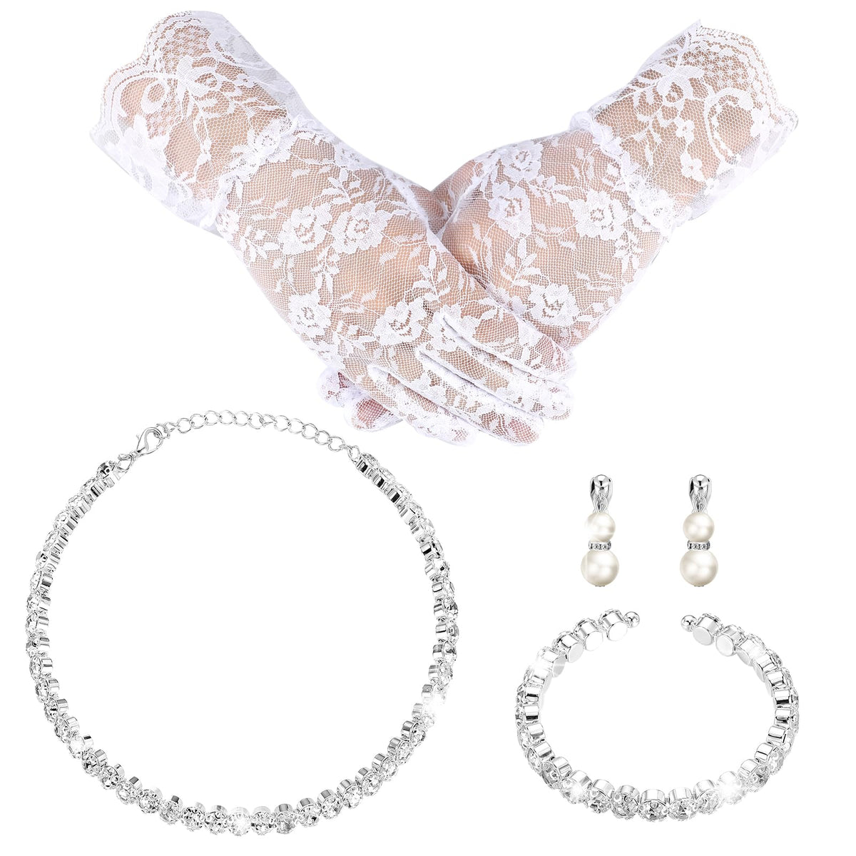 Newcotte Little Flower Girl Jewelry Pearl Set