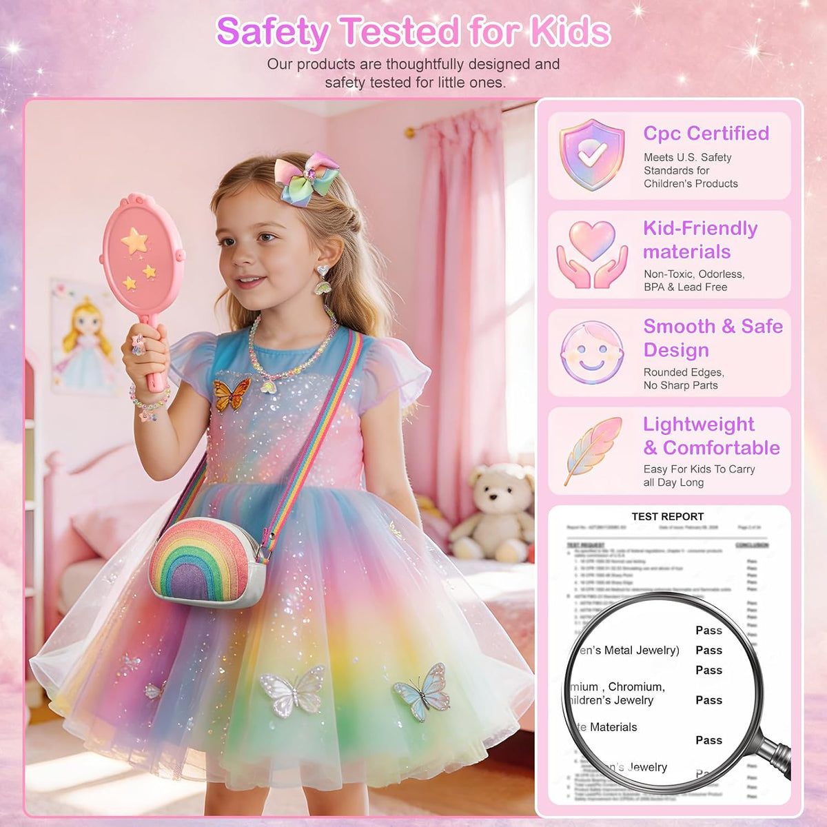 Toddler Purse Birthday Gifts for Little Girls 3-8, Dress Up Jewelry Toys