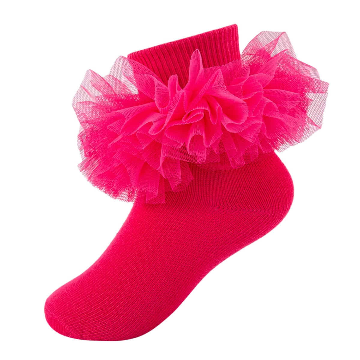 Girls Ruffle Socks Toddler Fluffy Ruffle 4-Layer Lace Dress Socks Turn Cuff Pageant Tutu Socks for Baby Girl Kids