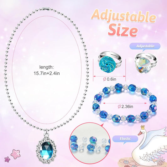 36pcs Princess Kids Jewelry for Girls 4-6, Toddler Play Costume Jewelry Set