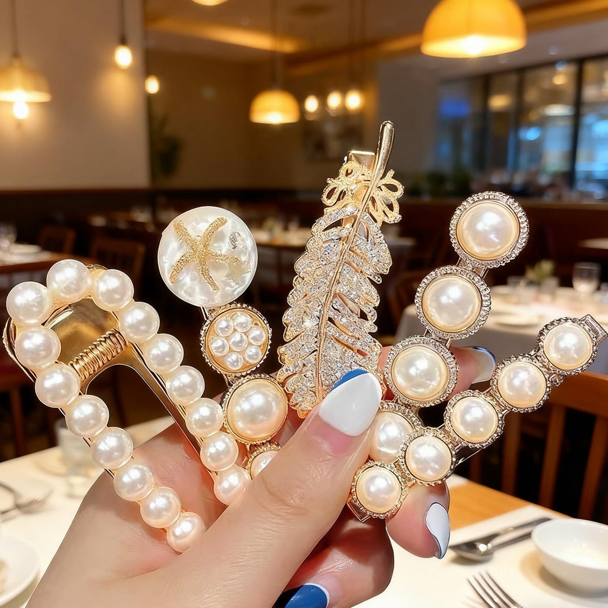11 Pcs women's hair clip, black and white anti pearl acrylic resin Korean style fashionable hair clip set, suitable as a hair accessory decoration wedding gift for women and girls (pearl)