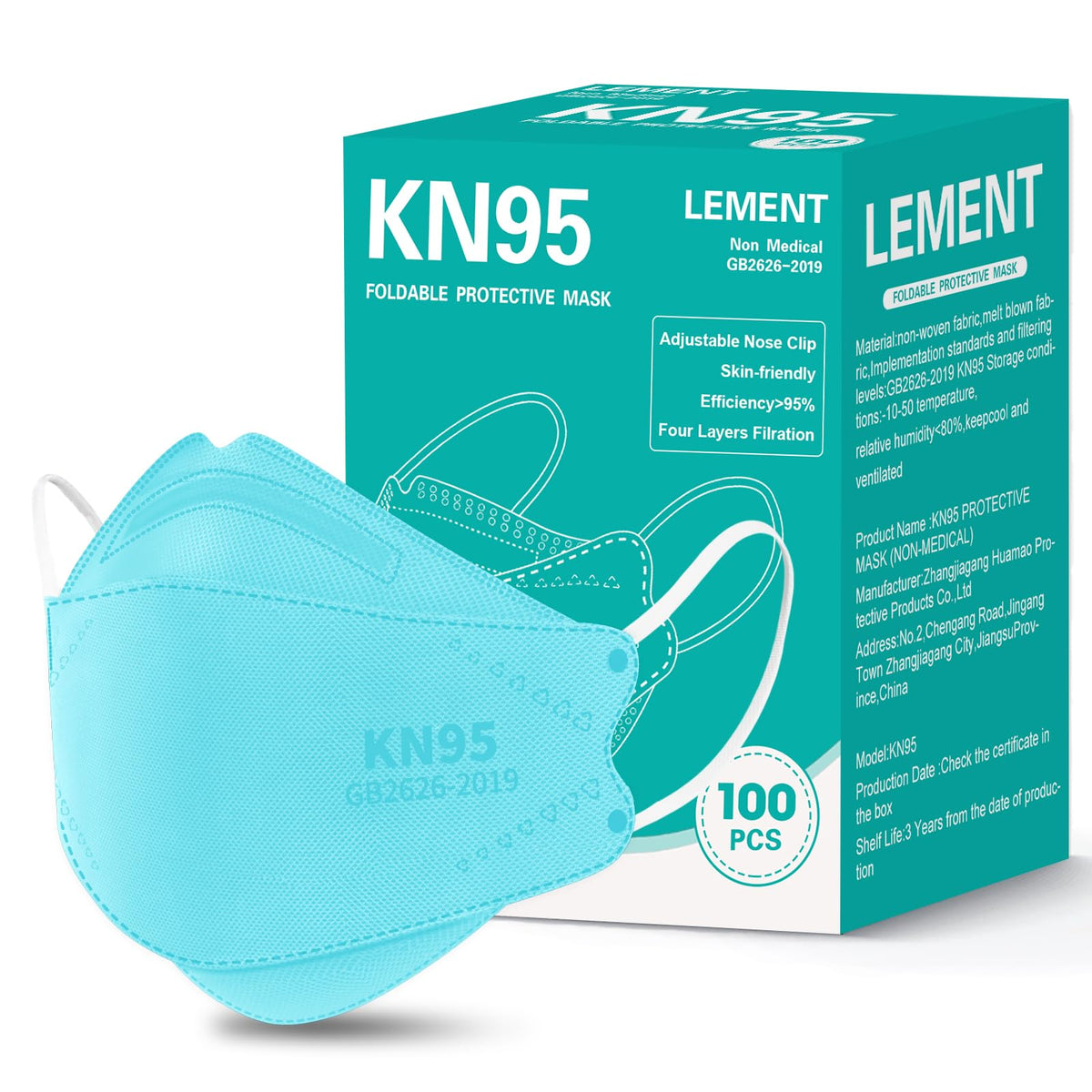 LEMENT KN95 Face Masks,50 PCS Breathable Black Dust Mask For Adult,Teenager