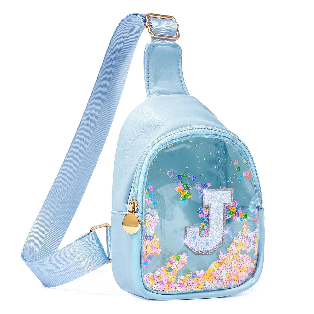 COSHAYSOO Personalized Christmas Birthday Gifts Burr Basket Stuffers for Girls Blue Purse Sling Bag Crossbody Girl Cute Funny Cool Mini Travel Fashion Accessories Monogrammed Initial Letter K