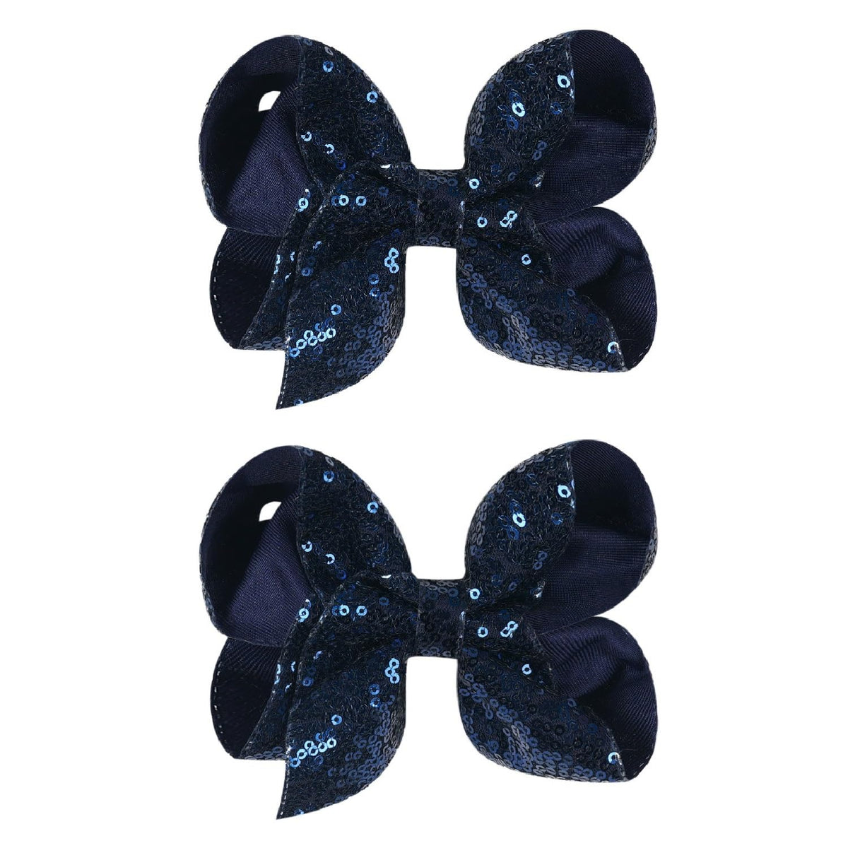 2 PCS Enchanting 5-Inch Fairy Fashion Bow Hairpin: Multicolor Option Sequins Hair Clip for Kids and Teenage Girls (Black)