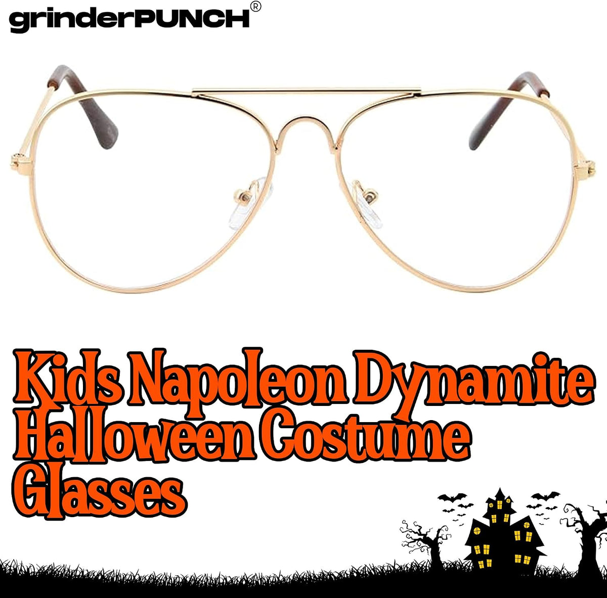 grinderPUNCH Kids Fake Aviator Eye Glasses Clear Lens Children's Non Prescription (Age 3-10)