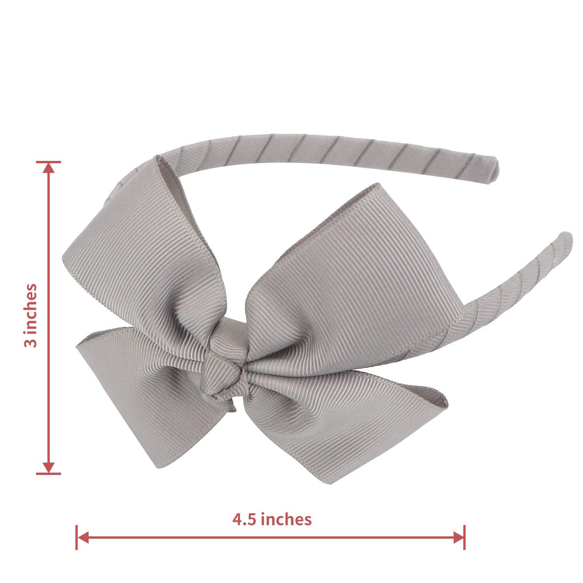 MEEDEE Grey Grosgrain Bow Headband, 1 PCs, for Girls Toddlers Kids Party Decoration Cosplay Costume Hair Accessory, Handmade Hair Band