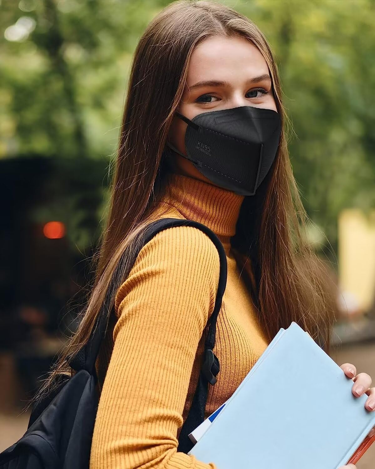 LEMENT 50pcs KN95 Face Mask Black 5-Layer Filter≥95% Cup Dust Safety Masks
