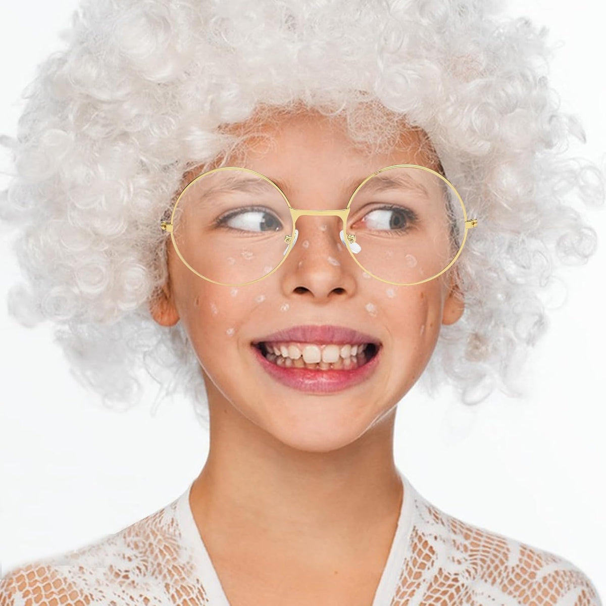 Degpum Fake Glasses for Kids Old Lady Costume Glasses for Old Man Costume Dress Up Granny Nerd Halloween Cosplay Accessories